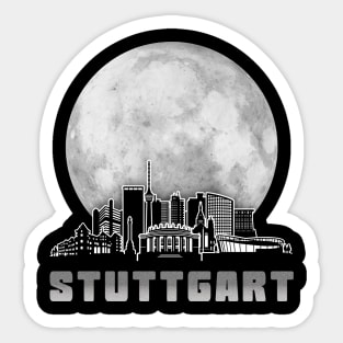 Stuttgart Germany Skyline Full Moon Sticker